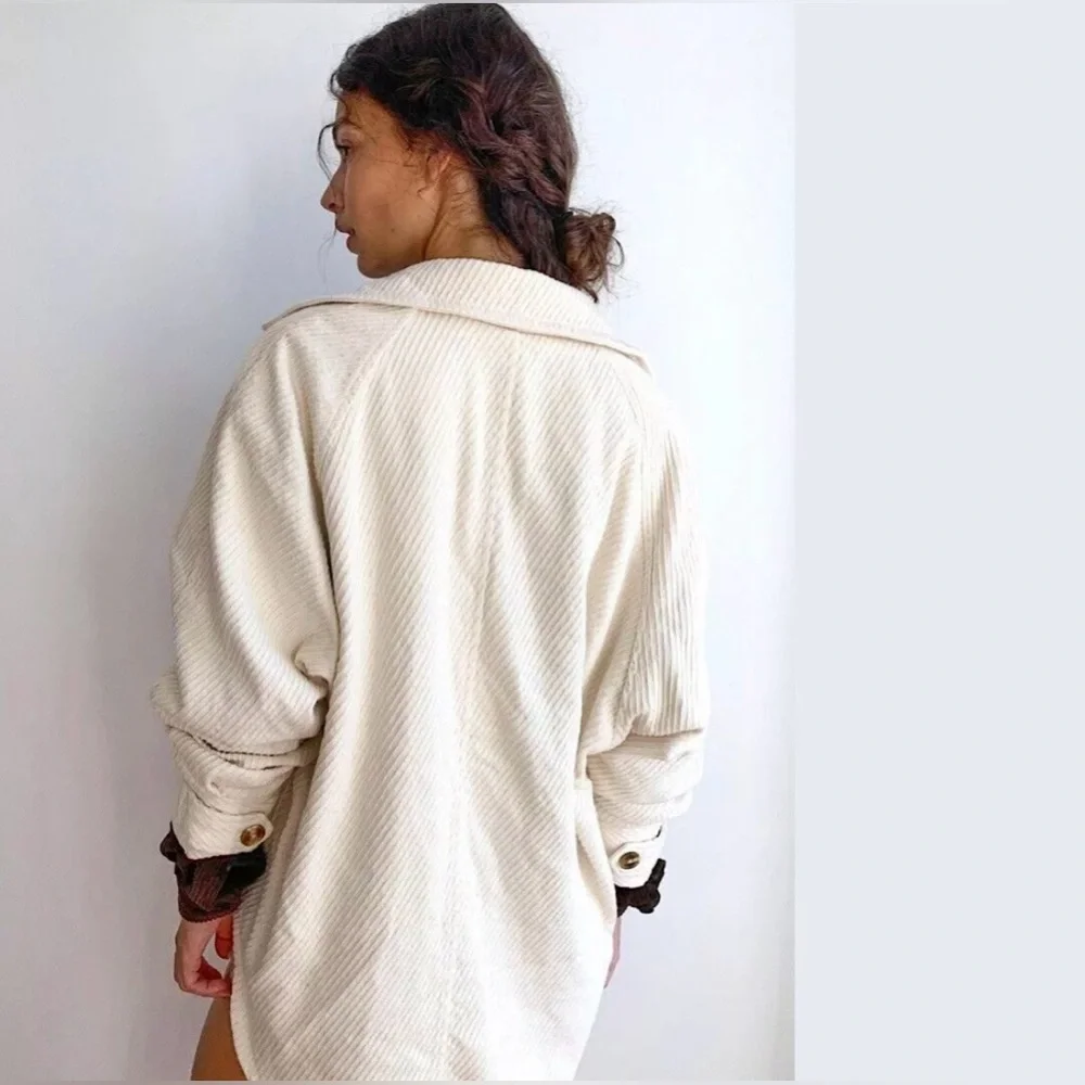 Free People Remi Brown Corduroy Oversized Shirt Jacket - Picture 5 of 17